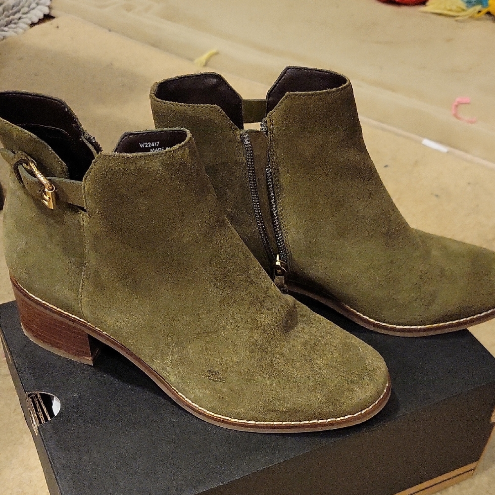 Cole Haan Khaki Suede Ankle Booties